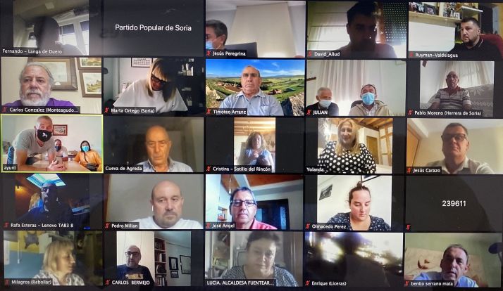 Reunión por videoconferencia entre alcaldes del PP soriano. 