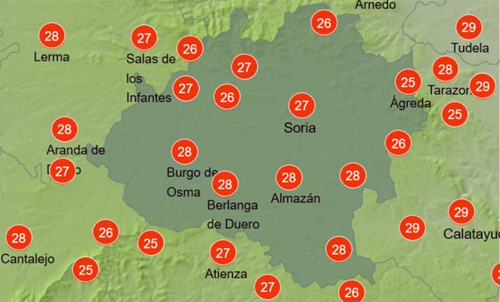 Mapa con las temperaturas a las 15:00 horas. /AEMET