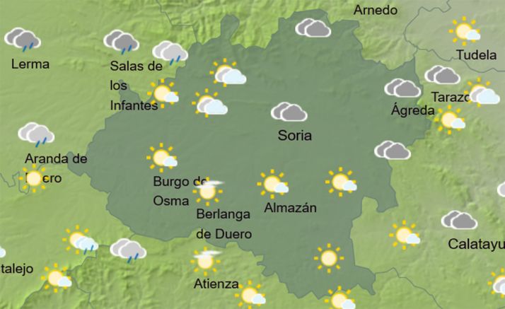 El cielo soriano a las 14:00 horas. /AEMET
