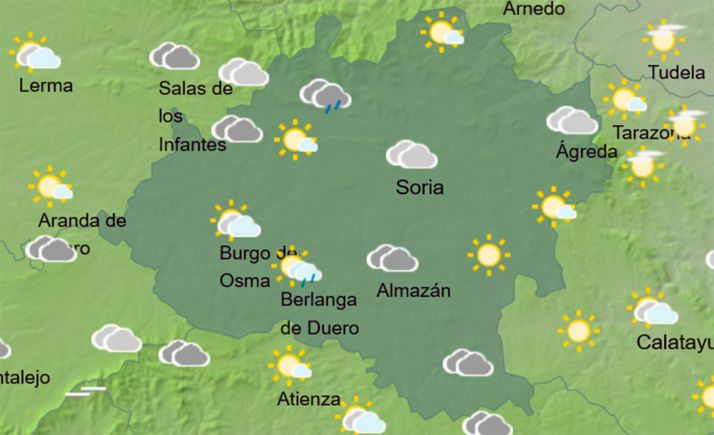 El tiempo en Soria:  Nublado y algún chubasco
