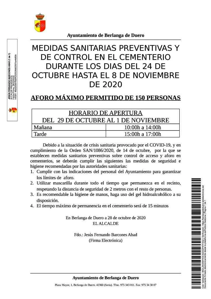 El bando con las indicaciones