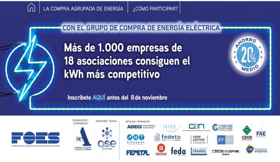 FOES vuelve a lanzar una compra agrupada de energía junto a otras 17 patronales del centro y norte de España