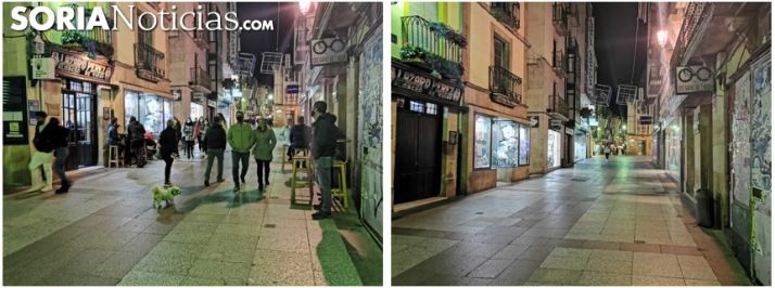 Toque de queda: mejor dos imágenes que mil palabras, con cinco minutos de diferencia