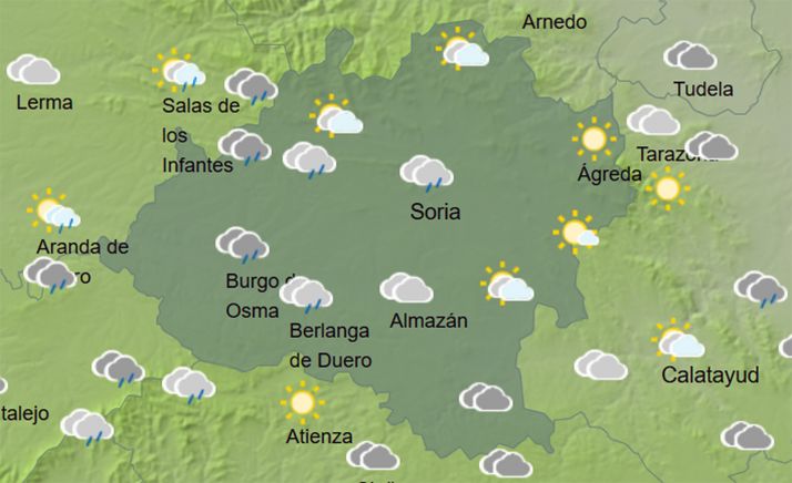 Previsión térmica a las 14:00 horas. /AEMET