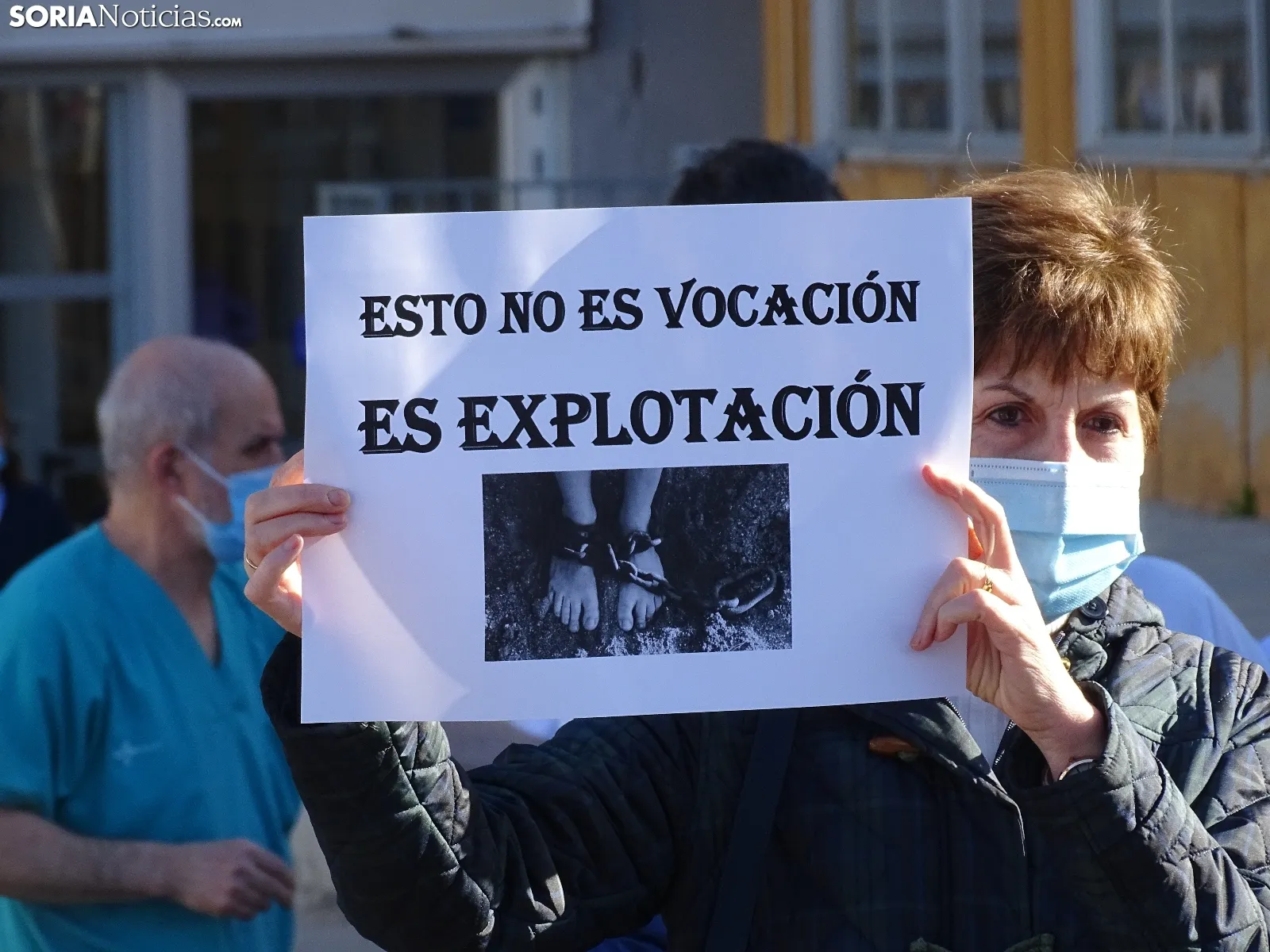 Una imagen de la concentración hoy ante el Santa Bárbara