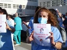 Una imagen de la concentración hoy ante el Santa Bárbara