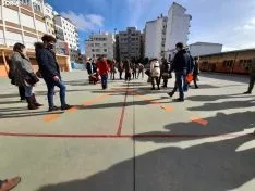 Una imagen del patio de Escolapias este domingo. /SN