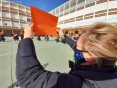 Una imagen del patio de Escolapias este domingo. /SN