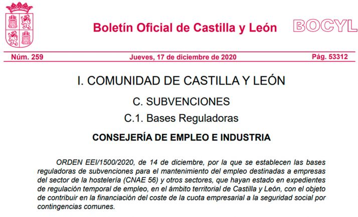 Salen las bases de las ayudas para el mantenimiento del empleo en hostelería y otros sectores afectados por la COVID-19