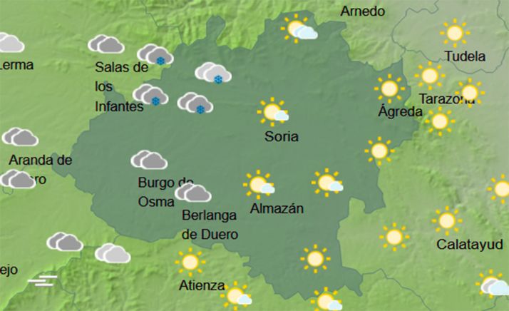El tiempo en Soria: Mejoría en las mínimas y aumento de la nubosidad
