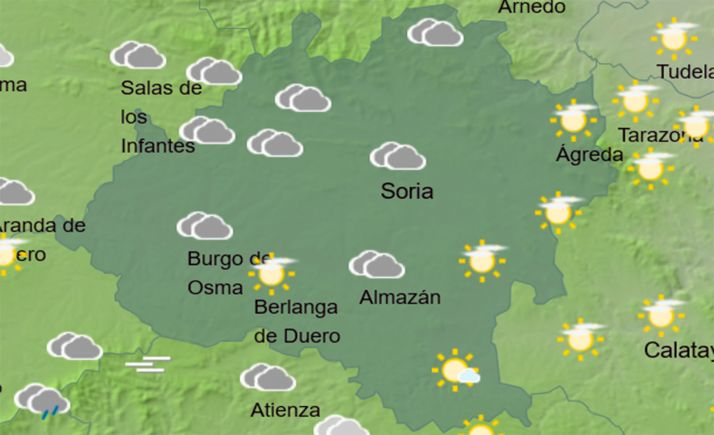 El tiempo en Soria: Cielos nublados y chubascos débiles