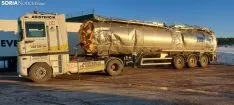 El vehículo siniestrado en la N-122. /SN