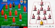 Alineaciones iniciales para el partido de hoy. 
