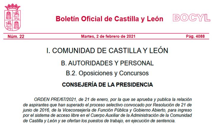 Aprobada la relación de aspirantes que han superado el proceso selectivo de 2016 para auxiliar de la Administración regional