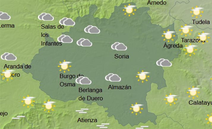 Estado del cielo a las 13:00 horas. /AEMET