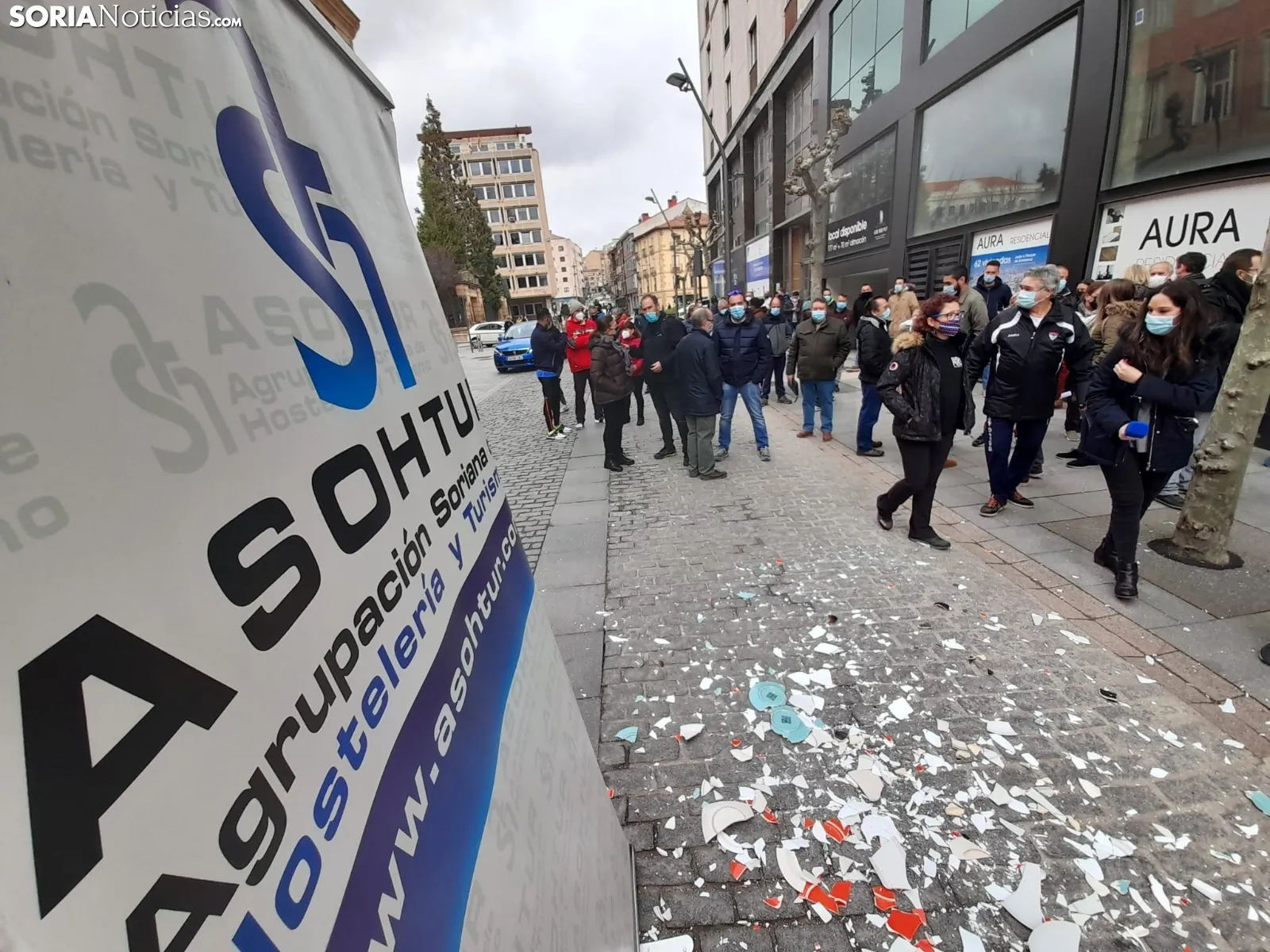 Una imagen de la concentración de ASOHTUR hoy. /SN