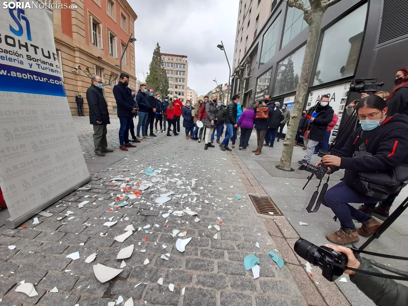 Una imagen de la concentración de ASOHTUR hoy. /SN
