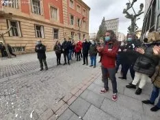 Una imagen de la concentración de ASOHTUR hoy. /SN