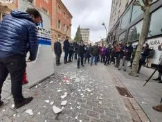 Una imagen de la concentración de ASOHTUR hoy. /SN