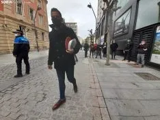 Una imagen de la concentración de ASOHTUR hoy. /SN