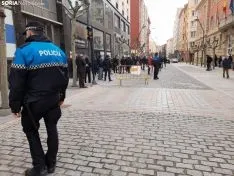 Una imagen de la concentración de ASOHTUR hoy. /SN
