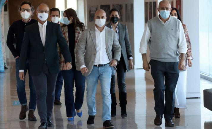 Procuradores de Cs antes de la rueda de prensa telemática de este viernes. 