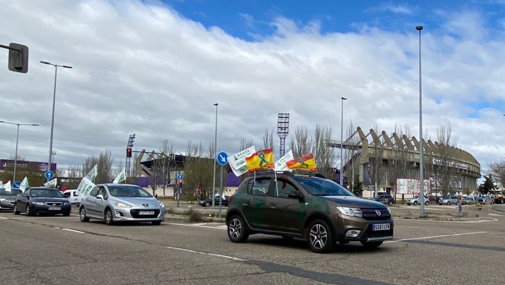 300 coches de agricultores y ganaderos toman Valladolid contra la sobreprotección del lobo