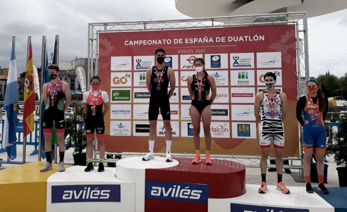 La plata de Marina Muñoz y Fernández Pinedo, cuarto, lideran la gran actuación del Triatlón Soriano en el Nacional de Avilés