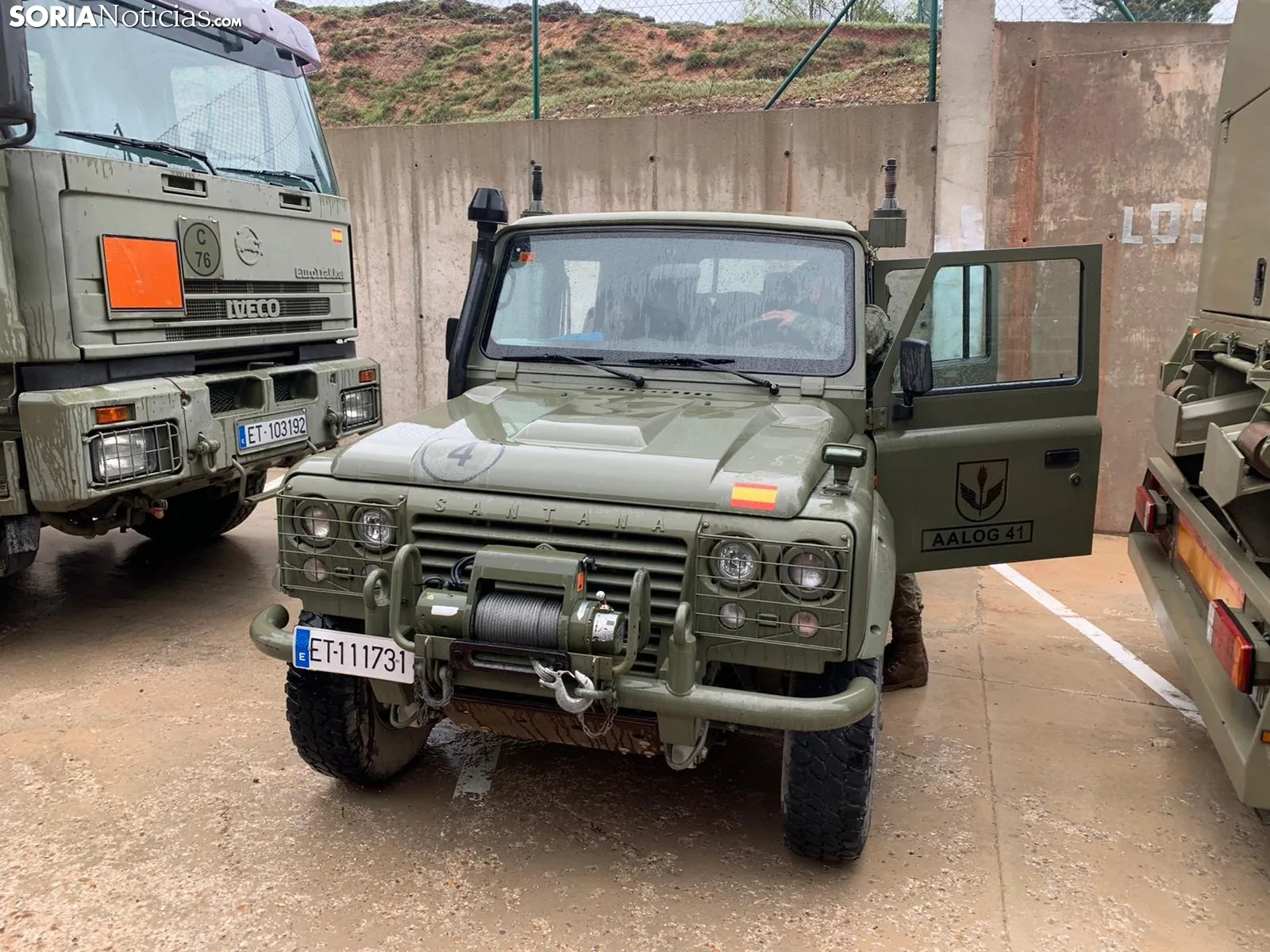 Una imagen de la presencia del Ejército hoy en San Leonardo de Yagüe. /SN