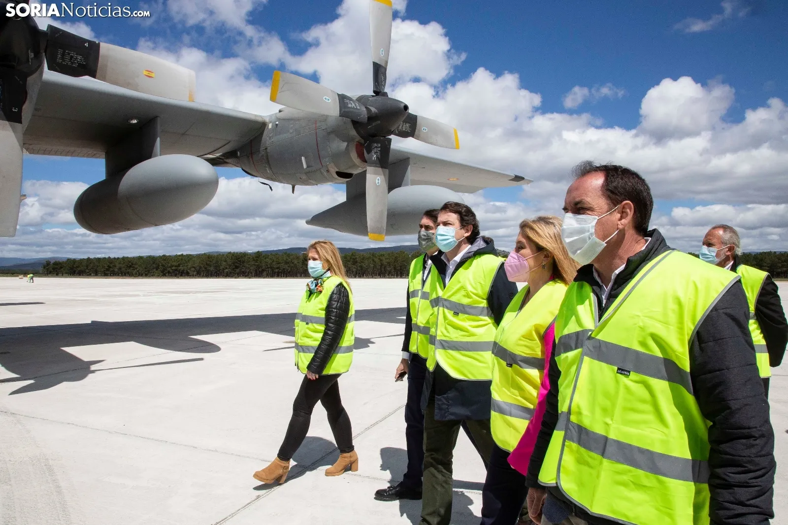 Mañueco en sus visita a Garray de hoy. María Ferrer