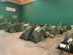 Una imagen de la presencia del Ejército hoy en San Leonardo de Yagüe. /SN
