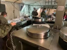 Una imagen de la presencia del Ejército hoy en San Leonardo de Yagüe. /SN