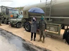 Una imagen de la presencia del Ejército hoy en San Leonardo de Yagüe. /SN