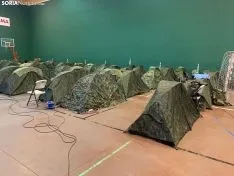 Una imagen de la presencia del Ejército hoy en San Leonardo de Yagüe. /SN