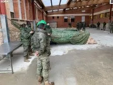 Una imagen de la presencia del Ejército hoy en San Leonardo de Yagüe. /SN