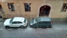 Una imagen de la granizada en El Burgo esta tarde. /SN