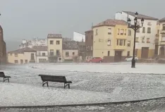 Granizada de este domingo en Ágreda.