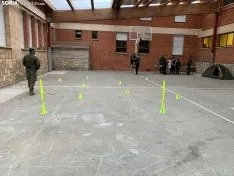 Una imagen de la presencia del Ejército hoy en San Leonardo de Yagüe. /SN