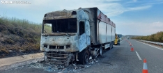 Foto 4 - Incendio en un camión que circulaba por la variante A-15 de Ágreda