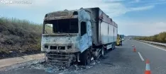 Foto 4 - Incendio en un cami&oacute;n que circulaba por la variante A-15 de &Aacute;greda
