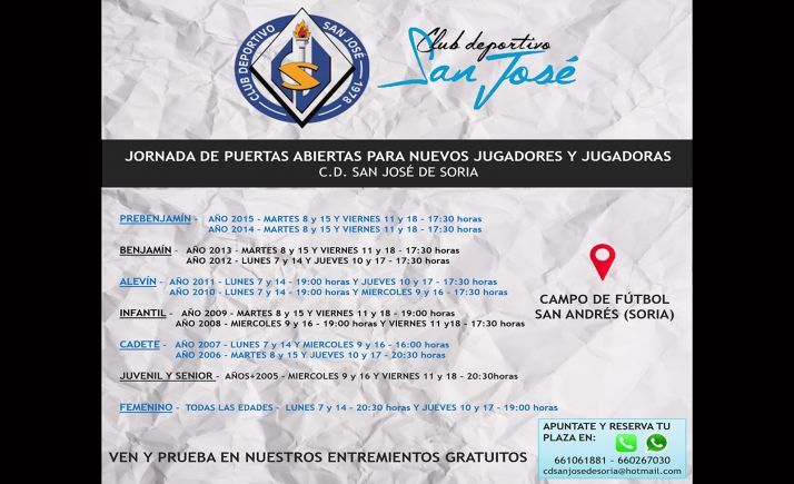 El CD San José anuncia jornada de puertas abiertas