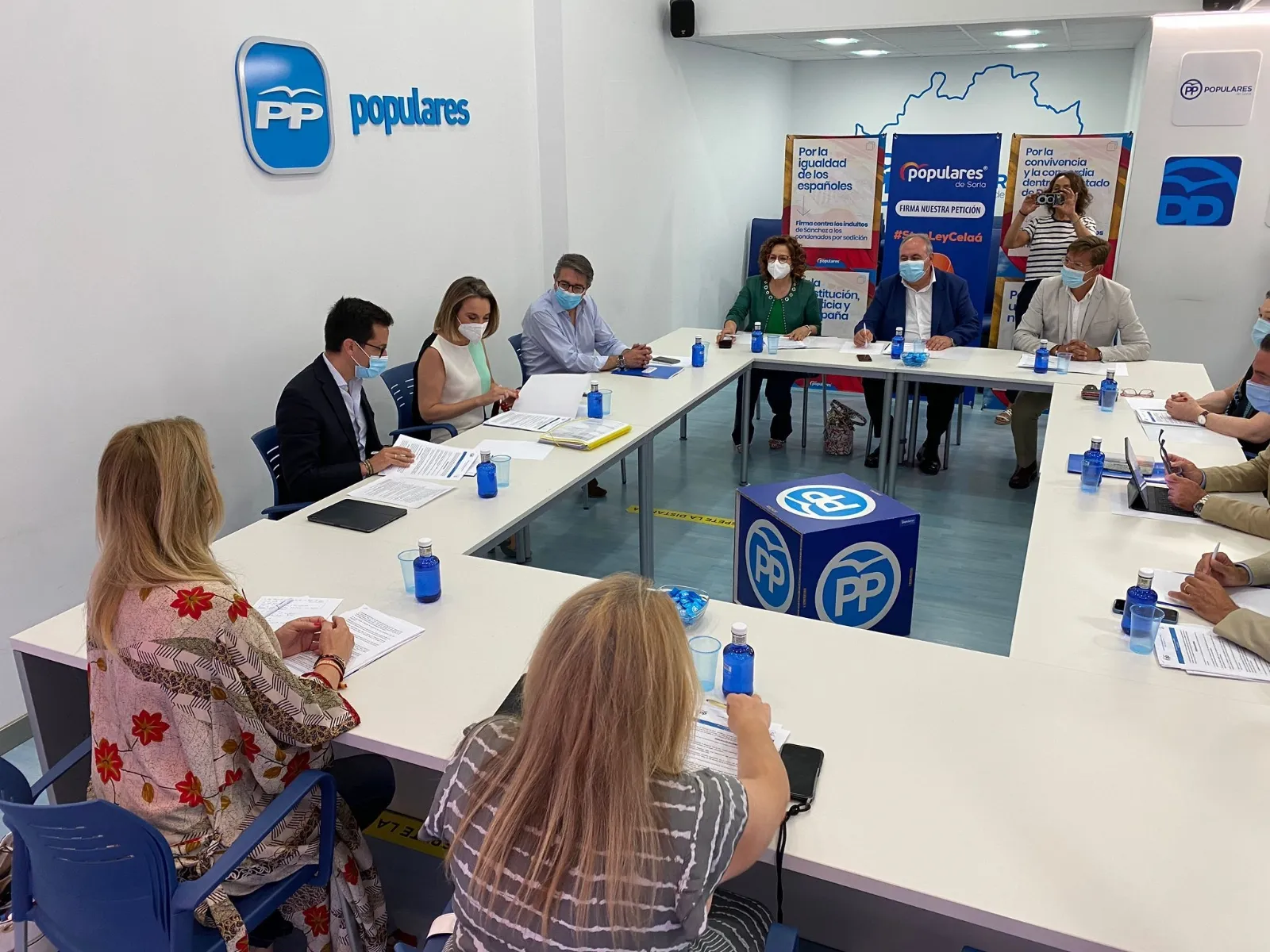 Reunión del grupo de trabajo sobre pensiones del PP nacional hoy en Soria. 