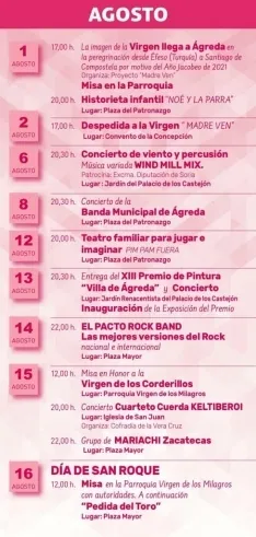 Actividades en Ágreda durante el mes de agosto.