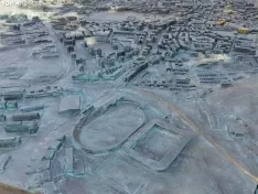 Maqueta de bronce de la ciudad de Soria. 