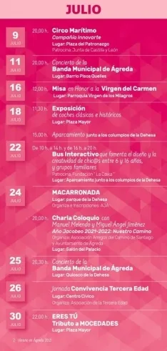 Actividades en Ágreda durante el mes de julio.