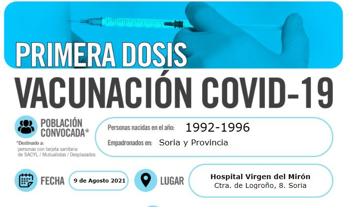 Primer llamamiento masivo para vacunarse en Soria: Atentos jóvenes de entre 20 y 29 años