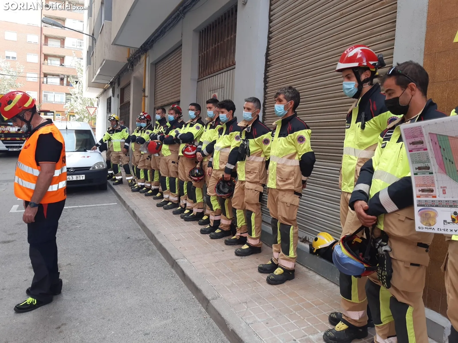 Prácticas con la nueva autoescala del Parque de Bomberos de Soria.