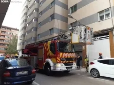 Prácticas con la nueva autoescala del Parque de Bomberos de Soria.