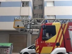 Prácticas con la nueva autoescala del Parque de Bomberos de Soria.
