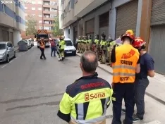 Prácticas con la nueva autoescala del Parque de Bomberos de Soria.